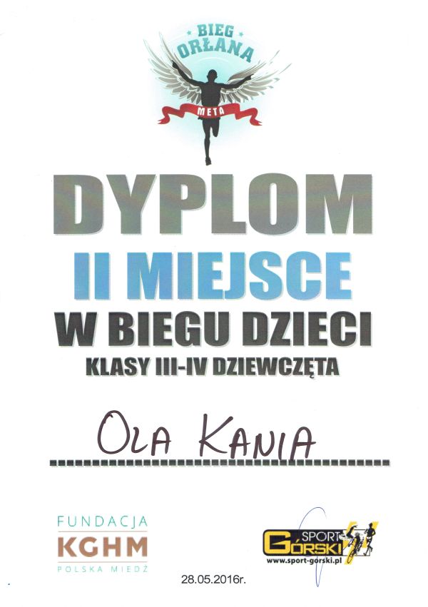  I Bieg Orłana – II miejsce Aleksandra Kania 