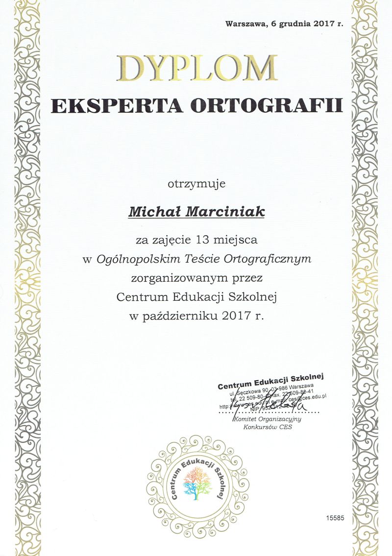 Sukcesy polonistyczne w I półroczu 2017/2018