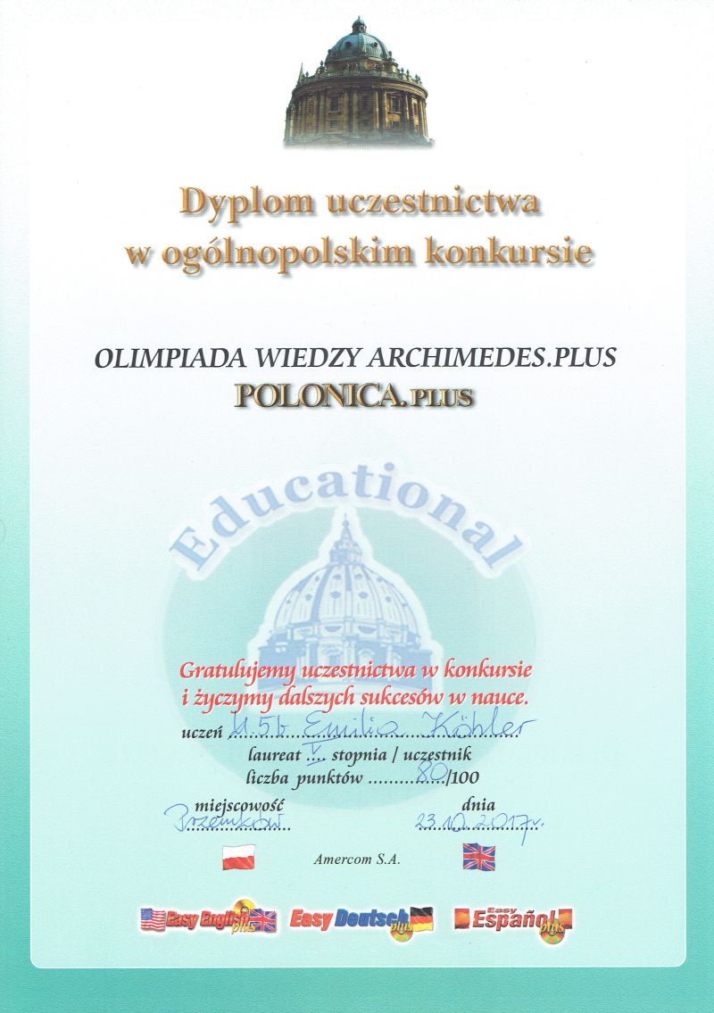 Sukcesy polonistyczne w I półroczu 2017/2018