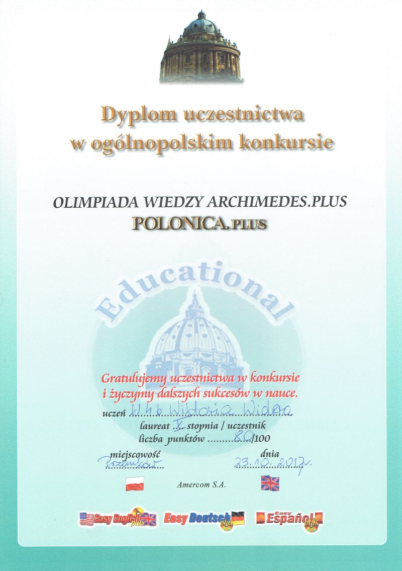 Sukcesy polonistyczne w I półroczu 2017/2018