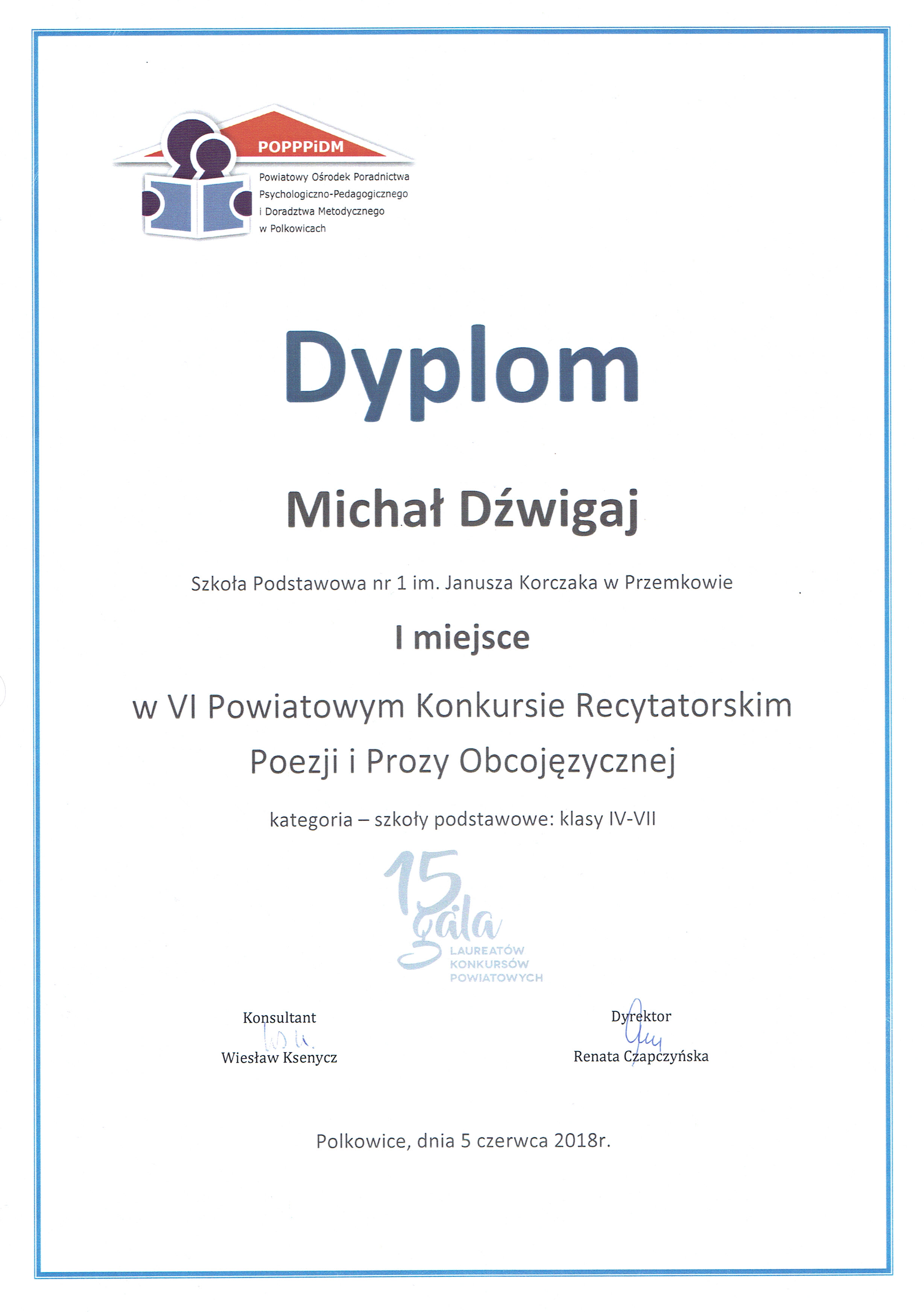 Gala Laureatów Konkursów Powiatowych 2018
